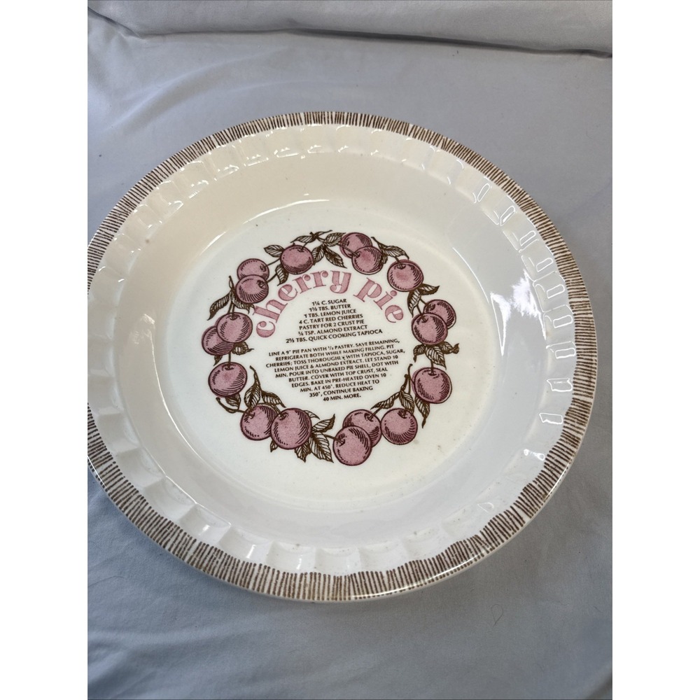 Vintage Royal China by Jeanette USA  Cherry Pie Recipe 11" Pie Plate